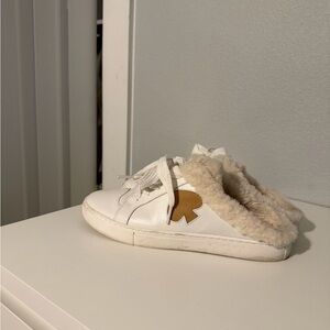 Kate Spade White and Tan Backless Sneakers